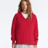 100% Cotton Cable Knit V-Neck Jumper 100% Cotton Cable Knit V-Neck Jumper