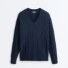 100% Cotton Cable Knit V-Neck Jumper 100% Cotton Cable Knit V-Neck Jumper