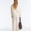 100% Cotton Cable Knit V-Neck Jumper