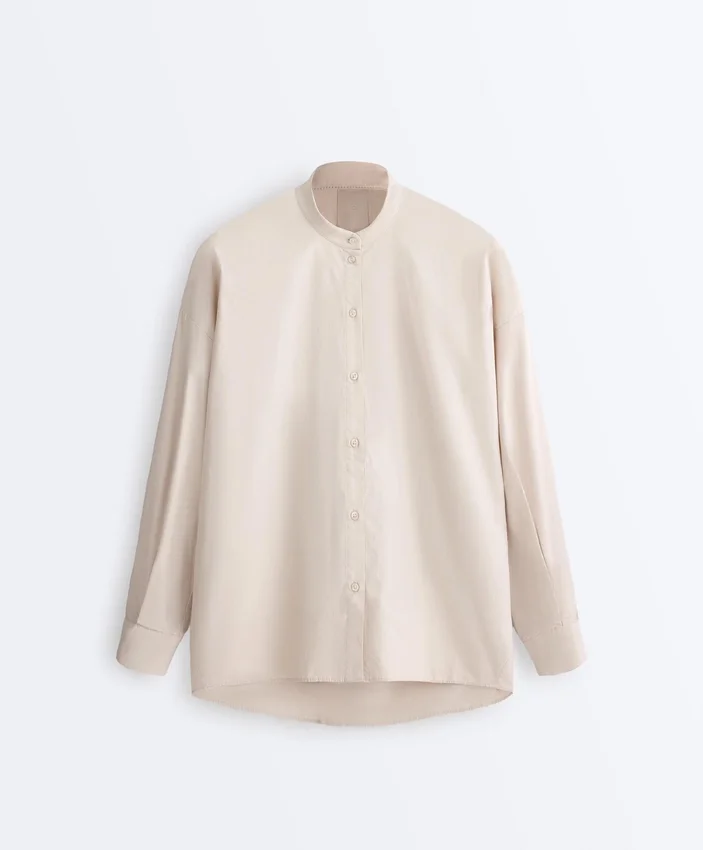 100% Cotton Stand-Up Collar Shirt 100% Cotton Stand-Up Collar Shirt