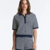 100% Cotton Striped Knit Polo Shirt 100% Cotton Striped Knit Polo Shirt