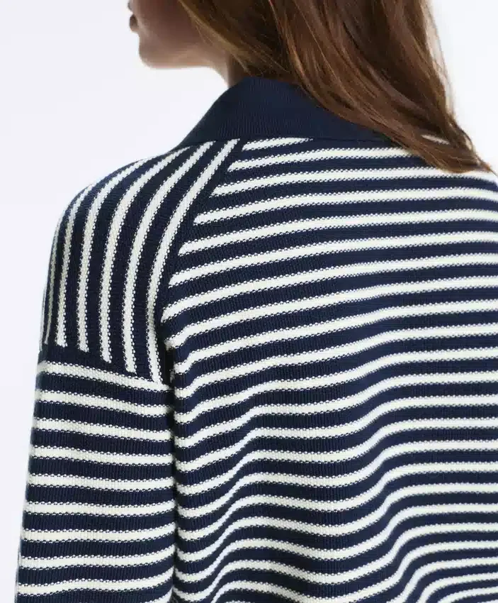 100% Cotton Striped Knit Polo Shirt 100% Cotton Striped Knit Polo Shirt