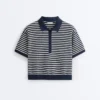 100% Cotton Striped Knit Polo Shirt 100% Cotton Striped Knit Polo Shirt