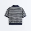 100% Cotton Striped Knit Polo Shirt 100% Cotton Striped Knit Polo Shirt