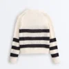 100% Cotton Striped Open Knit Long-Sleeve Polo Shirt 100% Cotton Striped Open Knit Long-Sleeve Polo Shirt
