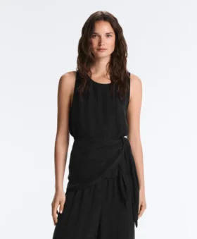 100% Cupro Sleeveless Top with Scarf