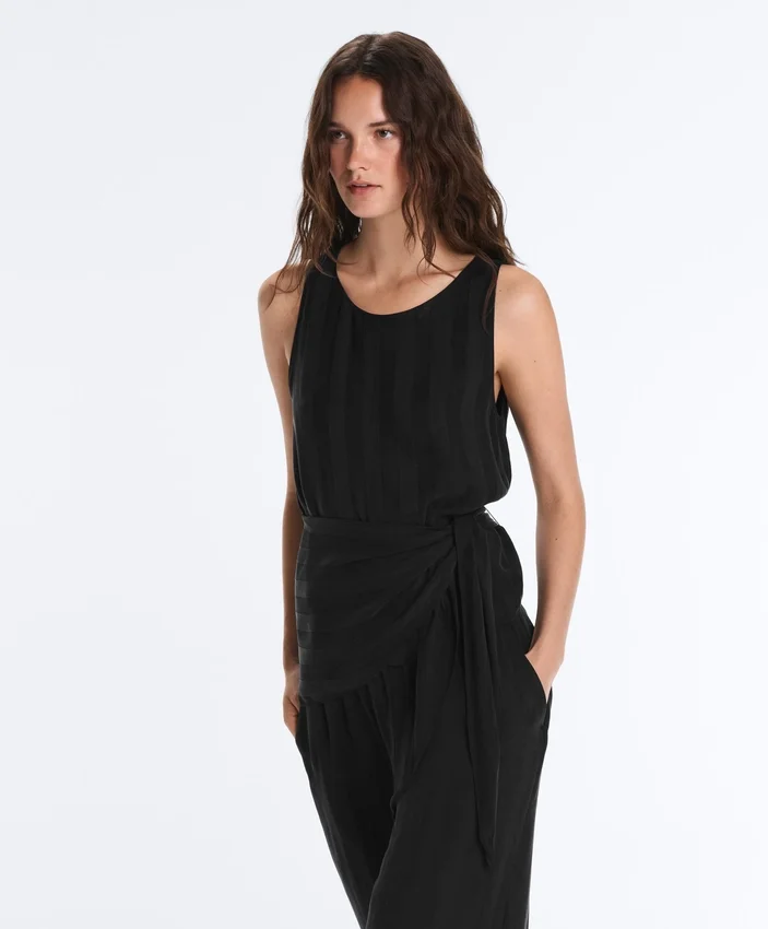 100% Cupro Sleeveless Top with Scarf 100% Cupro Sleeveless Top with Scarf