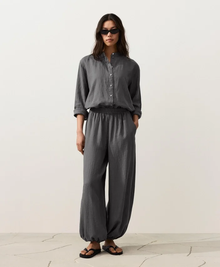 100% Linen Stand-Up Collar Shirt 100% Linen Stand-Up Collar Shirt