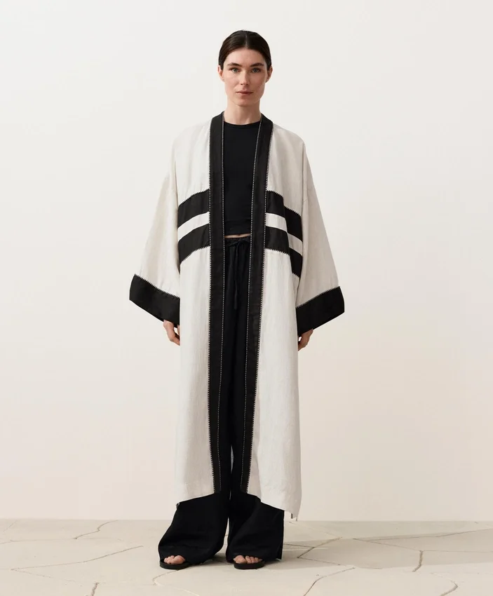 100% Linen Contrast Kaftan 100% Linen Contrast Kaftan