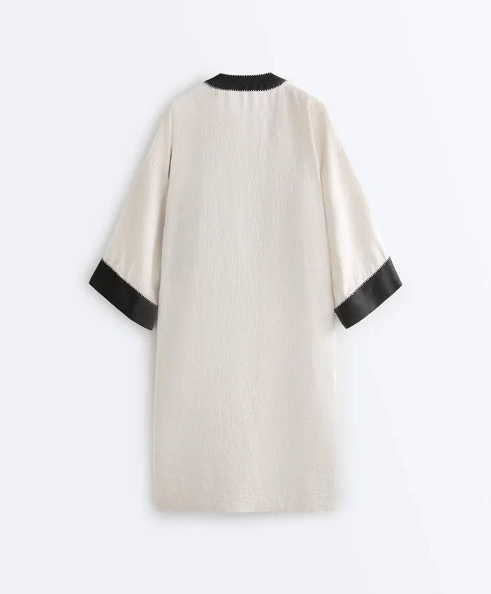 100% Linen Contrast Kaftan 100% Linen Contrast Kaftan