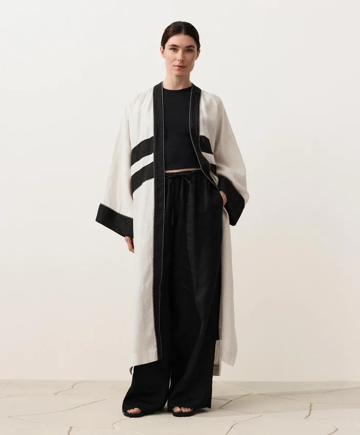 100% Linen Contrast Kaftan 100% Linen Contrast Kaftan