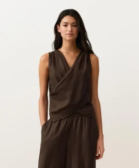 100% Linen Crossover Top