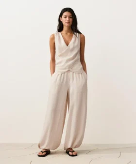 100% Linen Crossover Top