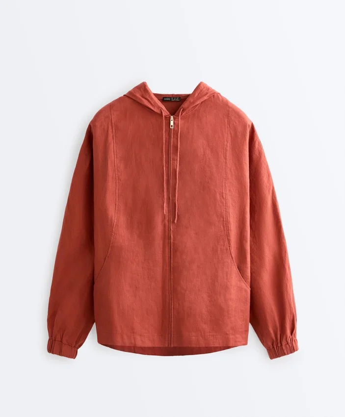 100% Linen Hooded Jacket 100% Linen Hooded Jacket