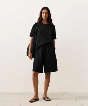 100% Linen Midi Bermuda Shorts