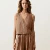 100% Linen Square Neck Crossover Tie Top