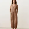 100% Linen Square Neck Crossover Tie Top