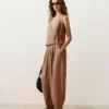 100% Linen Square Neck Crossover Tie Top