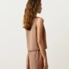 100% Linen Square Neck Crossover Tie Top