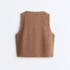 100% Linen Square Neck Crossover Tie Top