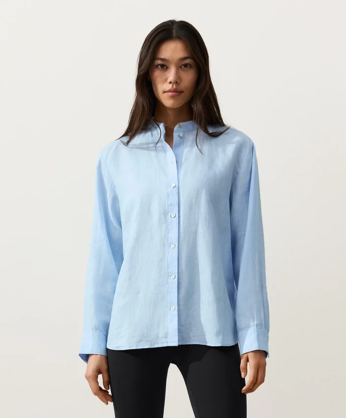 100% Linen Stand-Up Collar Shirt 100% Linen Stand-Up Collar Shirt