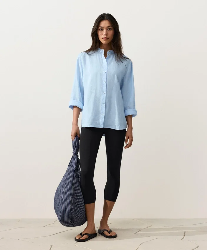 100% Linen Stand-Up Collar Shirt 100% Linen Stand-Up Collar Shirt