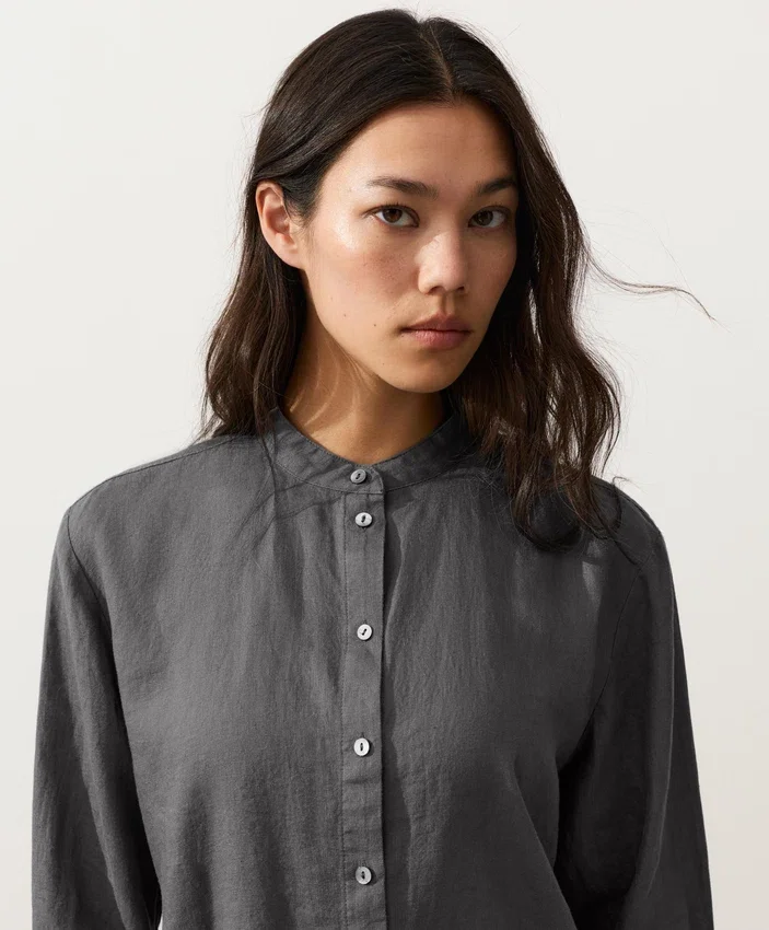 100% Linen Stand-Up Collar Shirt 100% Linen Stand-Up Collar Shirt