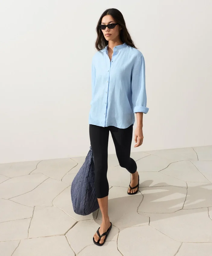 100% Linen Stand-Up Collar Shirt 100% Linen Stand-Up Collar Shirt
