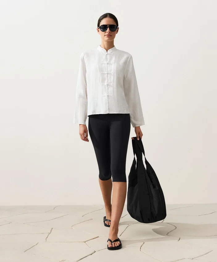 100% Linen Stand-Up Collar Shirt 100% Linen Stand-Up Collar Shirt