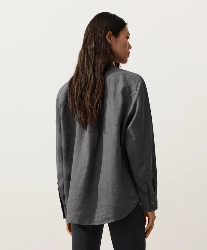 100% Linen Stand-Up Collar Shirt 100% Linen Stand-Up Collar Shirt