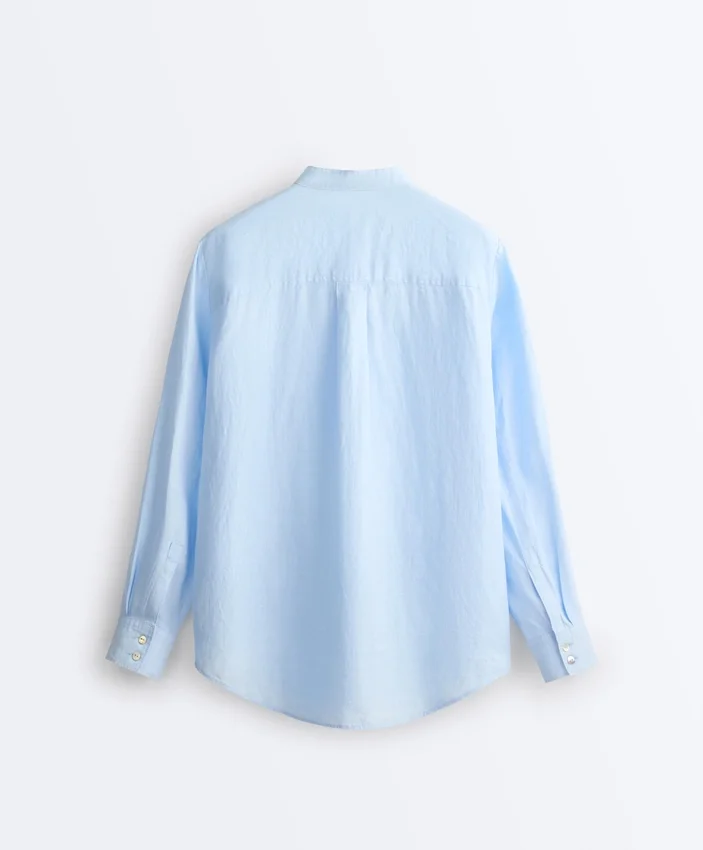 100% Linen Stand-Up Collar Shirt 100% Linen Stand-Up Collar Shirt