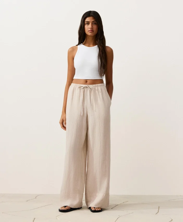 100% Linen Straight-Leg Trousers 100% Linen Straight-Leg Trousers
