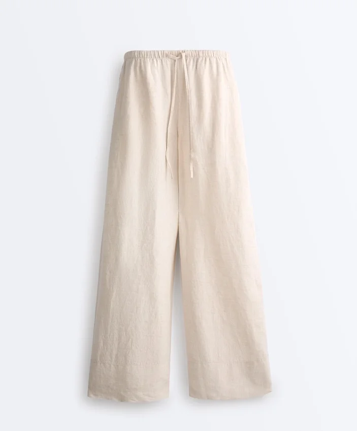 100% Linen Straight-Leg Trousers 100% Linen Straight-Leg Trousers