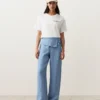 100% Linen Straight-Leg Trousers with Turn-Up Waist 100% Linen Straight-Leg Trousers with Turn-Up Waist