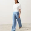 100% Linen Straight-Leg Trousers with Turn-Up Waist 100% Linen Straight-Leg Trousers with Turn-Up Waist