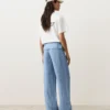 100% Linen Straight-Leg Trousers with Turn-Up Waist 100% Linen Straight-Leg Trousers with Turn-Up Waist