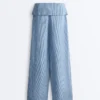 100% Linen Straight-Leg Trousers with Turn-Up Waist 100% Linen Straight-Leg Trousers with Turn-Up Waist