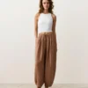 100% Linen Striped Balloon Trousers 100% Linen Striped Balloon Trousers