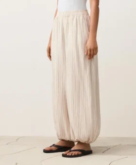 100% Linen Striped Bloomer Trousers