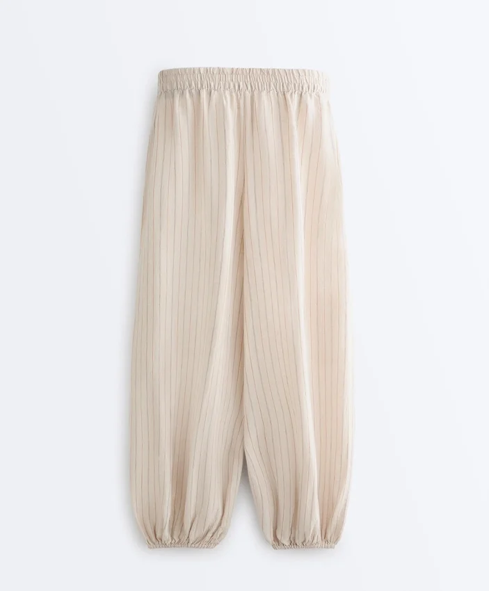 100% Linen Striped Bloomer Trousers 100% Linen Striped Bloomer Trousers