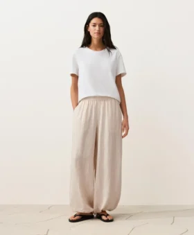 100% Linen Striped Bloomer Trousers