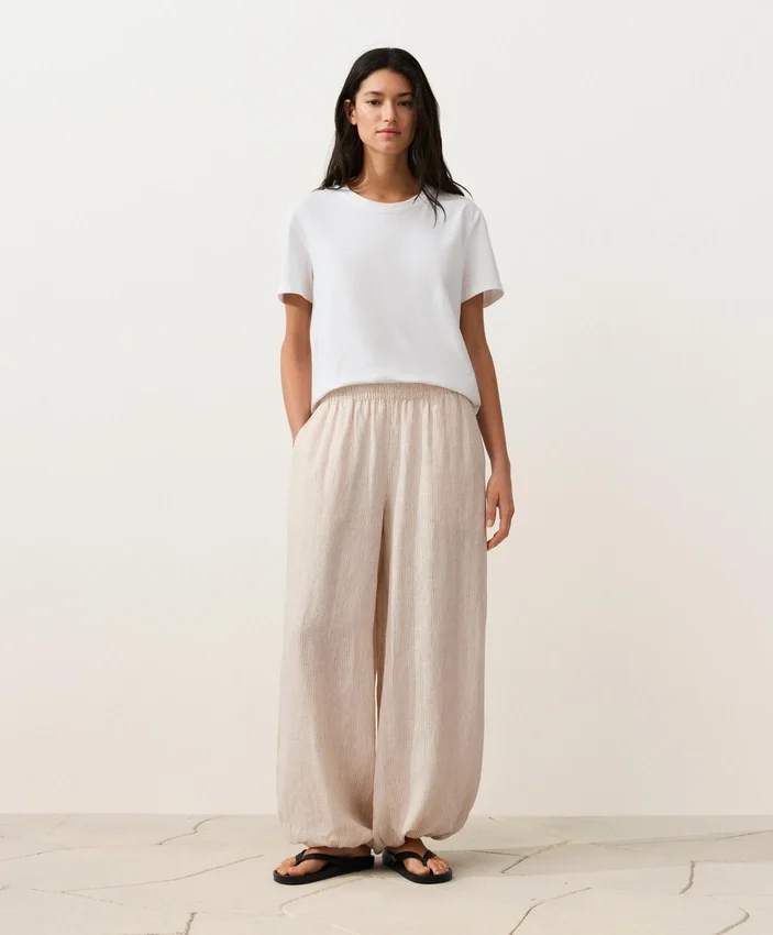 100% Linen Striped Bloomer Trousers 100% Linen Striped Bloomer Trousers