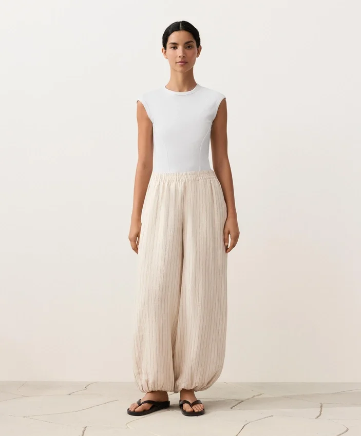 100% Linen Striped Bloomer Trousers 100% Linen Striped Bloomer Trousers