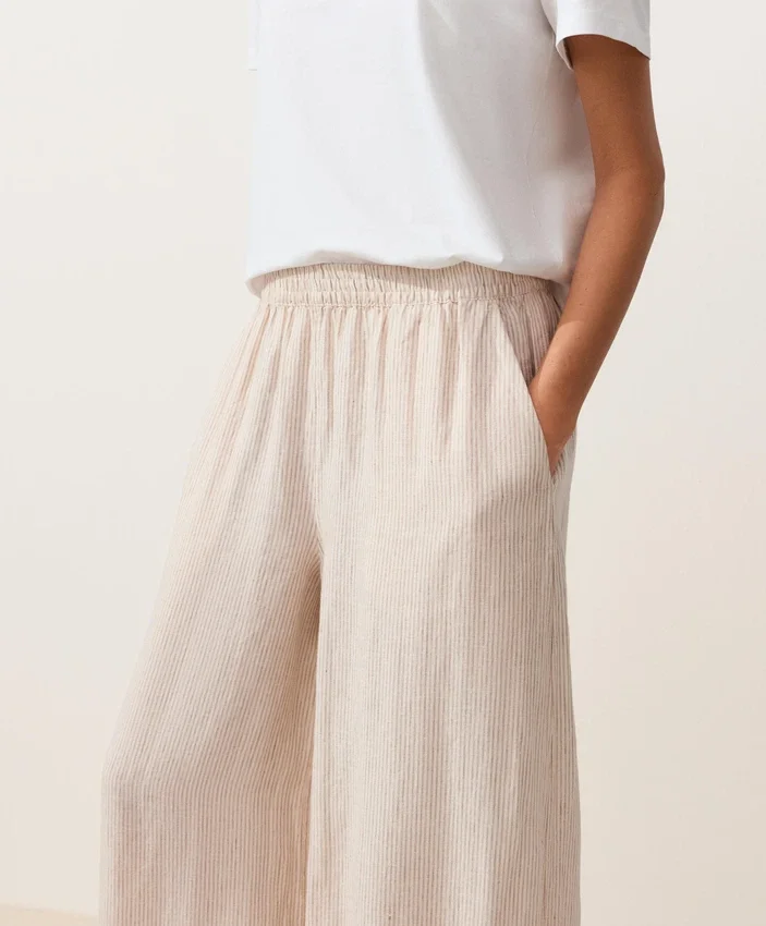 100% Linen Striped Bloomer Trousers 100% Linen Striped Bloomer Trousers