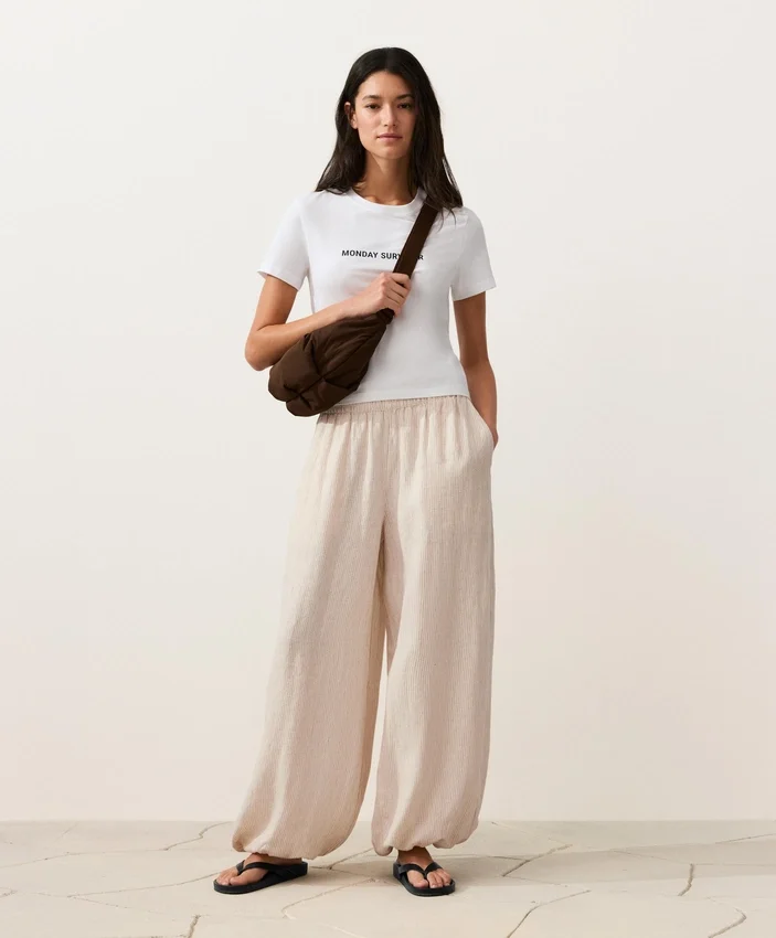 100% Linen Striped Bloomer Trousers 100% Linen Striped Bloomer Trousers