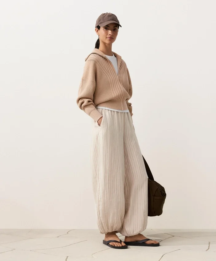 100% Linen Striped Bloomer Trousers 100% Linen Striped Bloomer Trousers