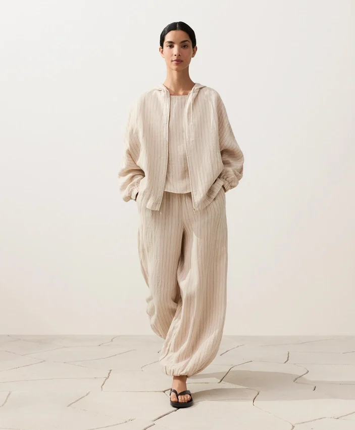 100% Linen Striped Bloomer Trousers 100% Linen Striped Bloomer Trousers