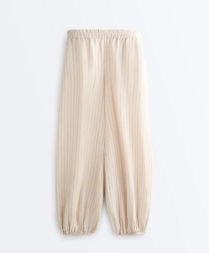 100% Linen Striped Bloomer Trousers 100% Linen Striped Bloomer Trousers