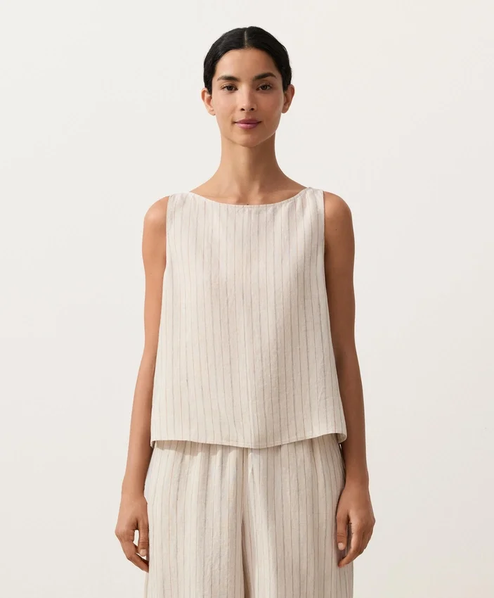 100% Linen Striped Square Top 100% Linen Striped Square Top