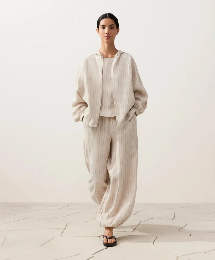 100% Linen Striped Square Top 100% Linen Striped Square Top